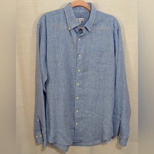Peter Millar Light Blue Casual Linen Button-Down Shirt